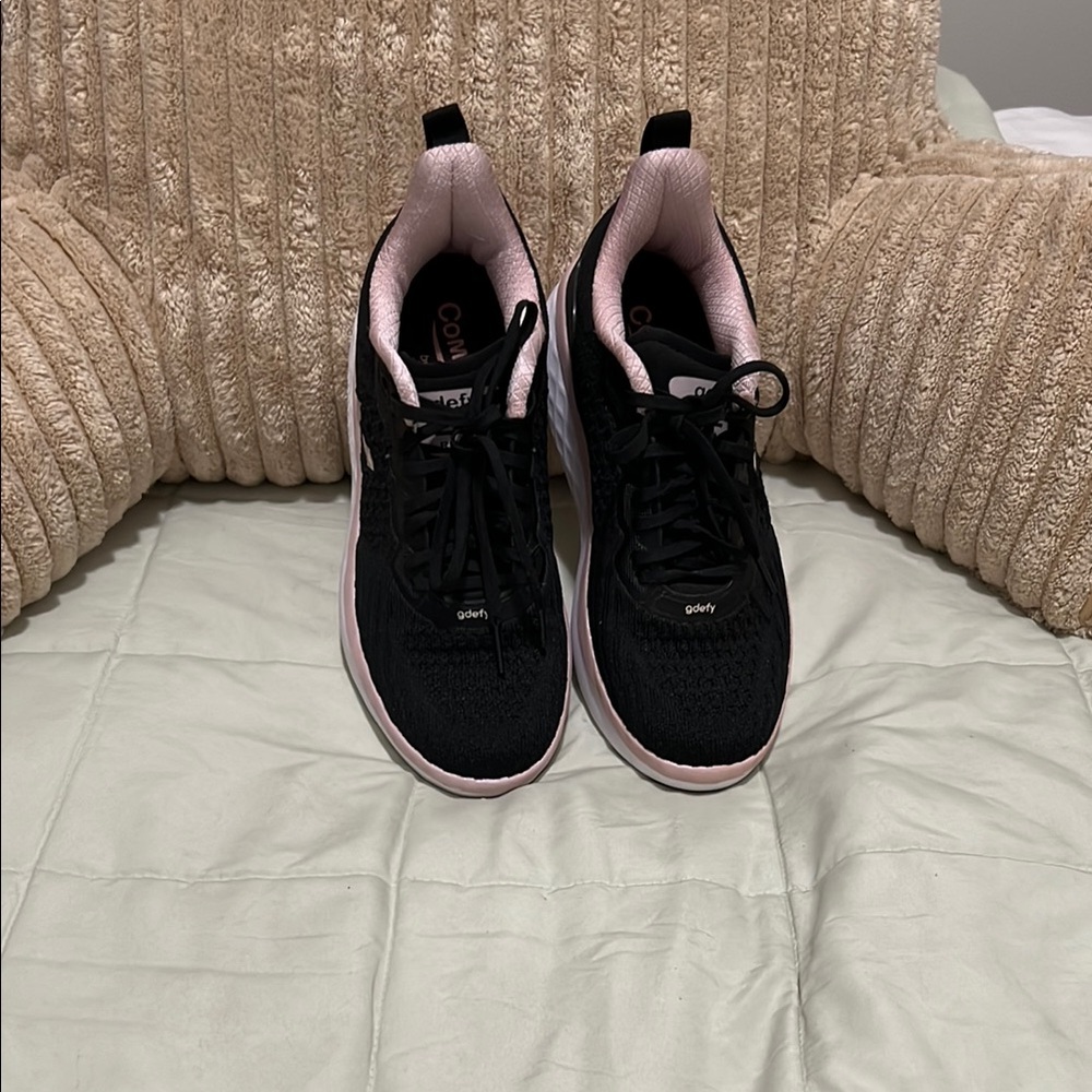Sporty Black and Pink-Top Sneakers